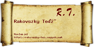 Rakovszky Teó névjegykártya